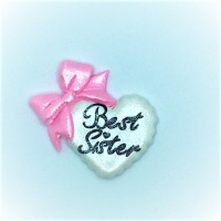 Best Sister Heart- white with pink Bow